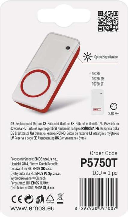 Image du produit Emos P5750T doorbell push button White Wireless