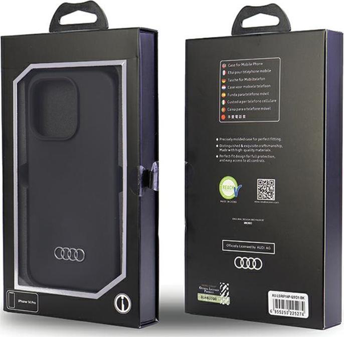Actual product image Audi Silicone Case iPhone 14 Pro 6.1" czarny/black hardcase AU-LSRIP14P-Q3/D1-BK (Apple iPhone 14 Pro)