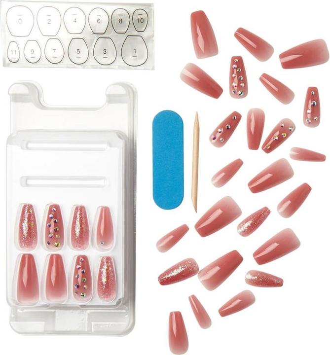 Produktbild KISS Nails - Jelly Fantasy Nail Be Jelly (Kunstnägel, Rot, Braun)