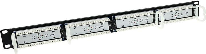 Actual product image Patchpanel 24-ports unshielded 45° CAT5E. Category: CAT5E patch panel 24p utp c5e 45gr