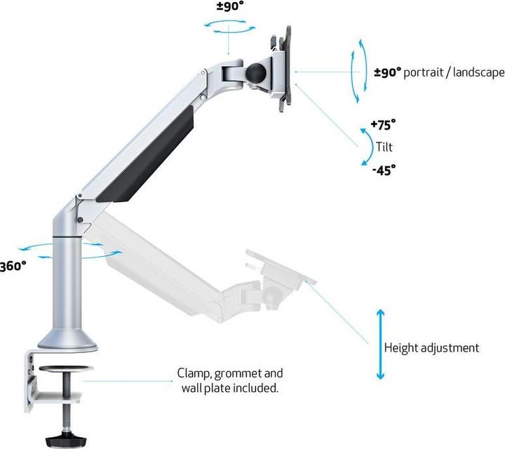 Actual product image Multibrackets MB Gas joint W+T holder (Table, 32")