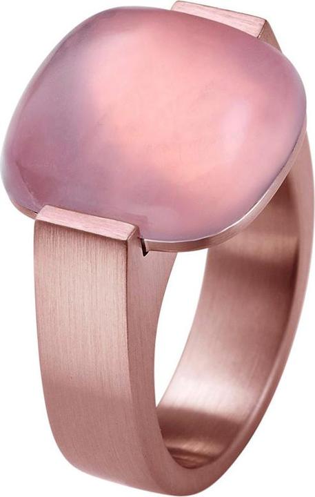Xen Ring mit 15x15mm grossen hellen Rosenquarz Cabochon rosè vergoldet (48)