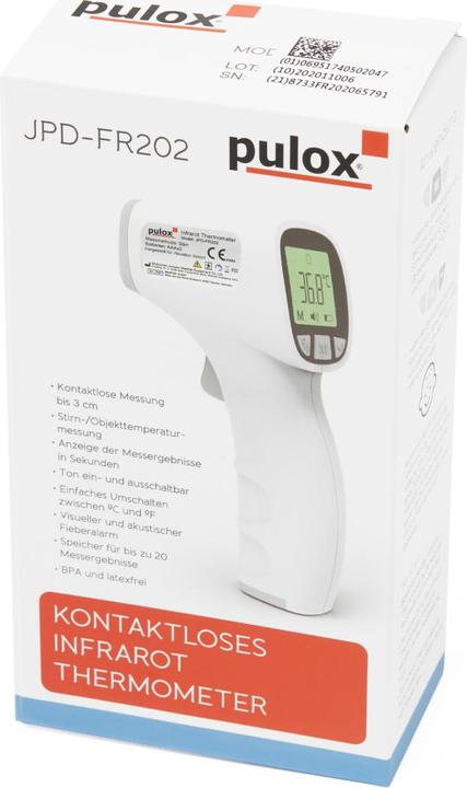 Actual product image Pulox Infrared Thermometer JPD-FR202 (Forehead, Non-contact)