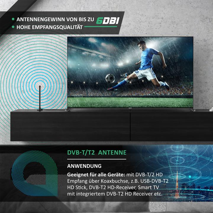 Produktbild Aplic DVB-T2 digitale Antenne, Stabantenne mit Magnetfuss, 6 dBi, hohe Empfangsleistung, DVB T2 Empfänger (Stabantenne, 6 dB, DVB-T / -T2)