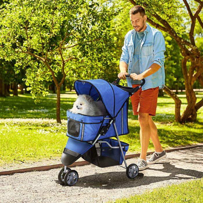 Produktbild Swisshandel24 Hundewagen Hundebuggy Buggy Hunde Katzen mehrfarbig (Blau) (Hund, Komplett zu öffnen, Faltbar, Atmungsaktiv)