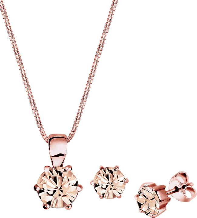 Elli Kristall Kette, Kristall Ohrstecker (925 Sterling Silber Rosegold)