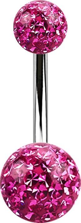 Produktbild Star Piercing Banane silber mit zwei Kristall Kugeln pink Epoxy Schutzschicht (ohne Messing, Chirurgenstahl 316L)