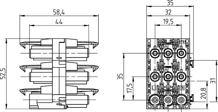 Actual product image Bachmann T-distributor GST18 3-pole GST18 1xIn 5xOut