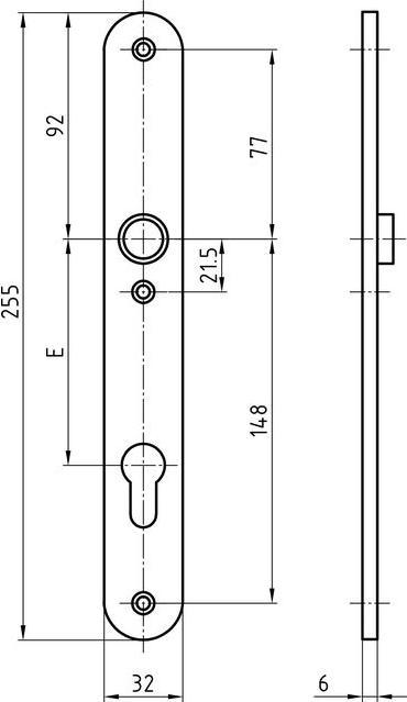 Produktbild Glutz Türschild 5360 Edelstahl matt gebürstet 32x255x6mm (Türschildgarnitur)