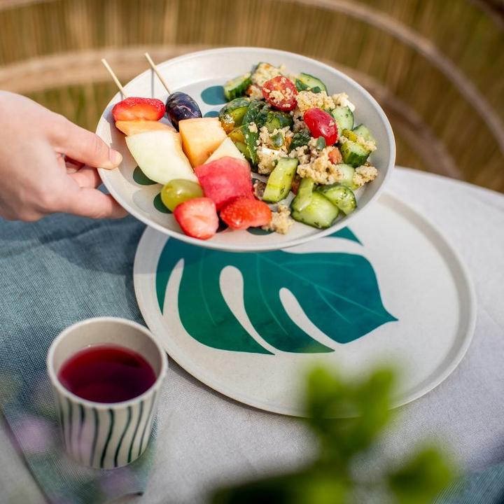 Actual product image Koziol Breakfast & Dessert Plate Connect Monstera 4 pieces (4 x, 20.50 cm)