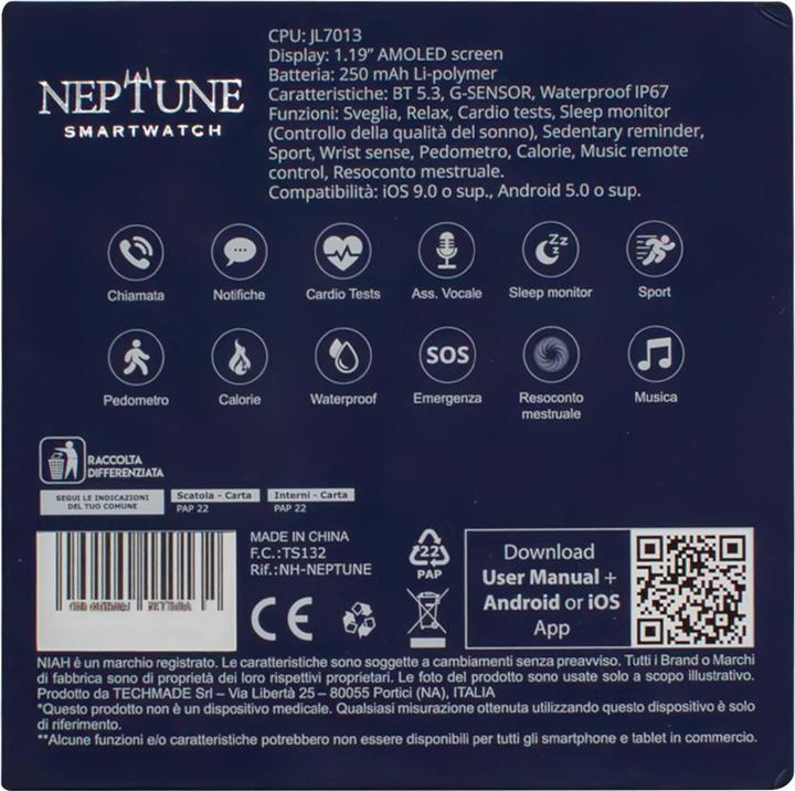 Immagine prodotto Techmade Smartwatch da uomo Neptune (42 mm)