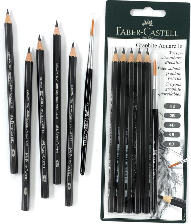Actual product image Faber-Castell Pencil Graphite Watercolours Set of 5 with brushes (3.30 mm, 6 x)