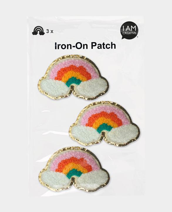 Actual product image I Am Creative Iron on patch rainbow patch (3 x)