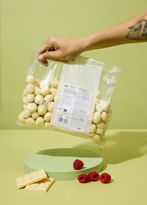 Actual product image KoRo Freeze-dried raspberries in white chocolate (1000 g)
