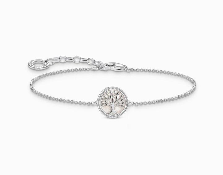 Immagine prodotto Thomas Sabo Bracciale con ciondolo a forma di albero dell'amore e smalto bianco in argento (19 cm, Argento 925, Smalto)