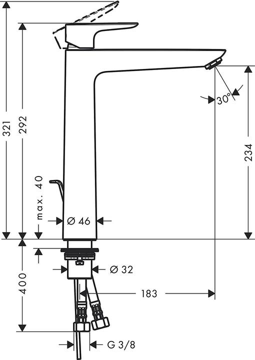 Immagine prodotto hansgrohe Miscelatore per lavabo Talis E 240 con valvola di fondo, cromo