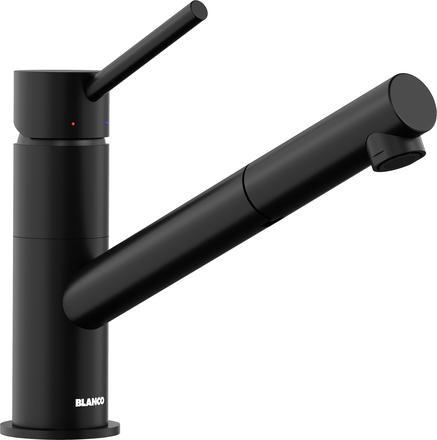 Produktbild Blanco KANO-S schwarz matt | Niederdruck | Mit herausziehbarem Schlauch | Rückflussverhinderer | Ker
