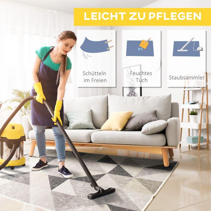 Actual product image Swisshandel24 Carpet with geometric shapes, fleece coating, 120x170cm, dark grey + light grey (170 x 120 cm)