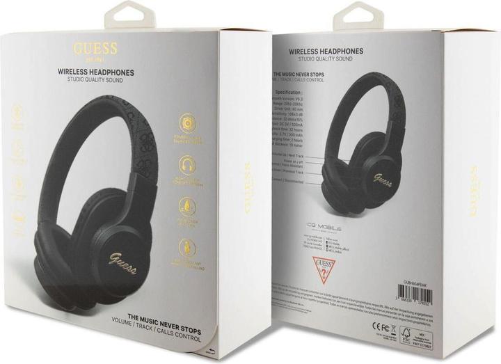 Immagine prodotto Guess Auricolari 4G in pelle PU con logo Script tono su tono - nero (32 h, Senza fili)
