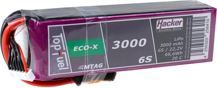 Hacker TopFuel LiPo Battery 3000mAh 22.2V 6S 20C MTAG (22.20 V, 3000 mAh)