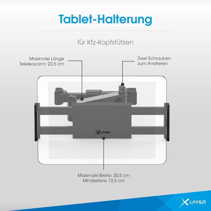 Produktbild Xlayer Tablet-Halterung für Kfz-Kopfstützen Black