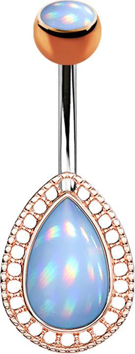 Produktbild Star Piercing Banane rosegold Tropfen mit Epoxidstein blau (Chirurgenstahl 316L, Messing)