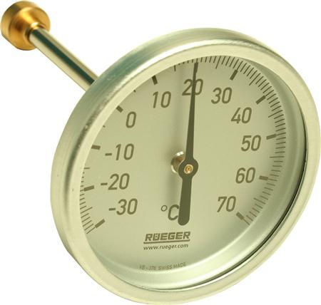 Immagine prodotto Sørensen & Kofoed Termometro Rüger tipo TCH. -30-+70° Ø80. 100MM føler. Classe 1. følerhus i rustfri