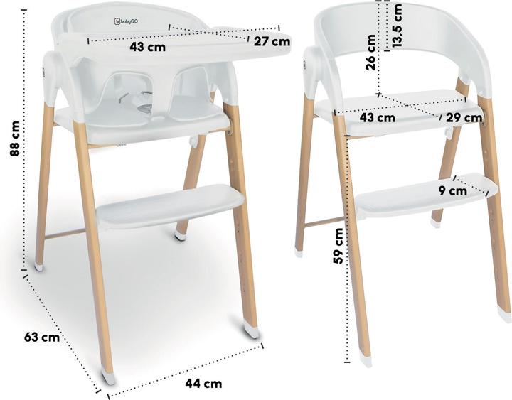 Actual product image BabyGo High chair Levels white wood optic (Highchair)