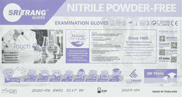 Actual product image 3A Sritrang powder-free nitrile gloves, 90 pieces, size XL, white (XL)