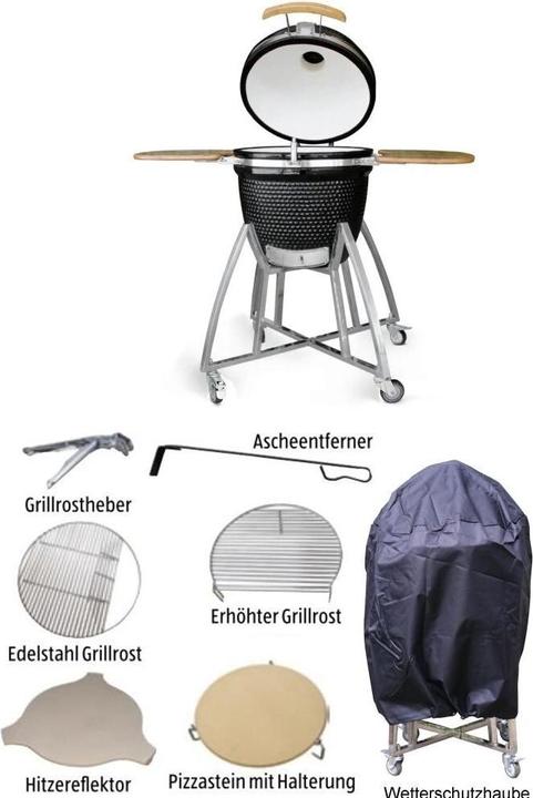 Produktbild Buschbeck Kamado Set, 8-teilig, Schwarz, Grillfläche: 47 cm² (470 mm)