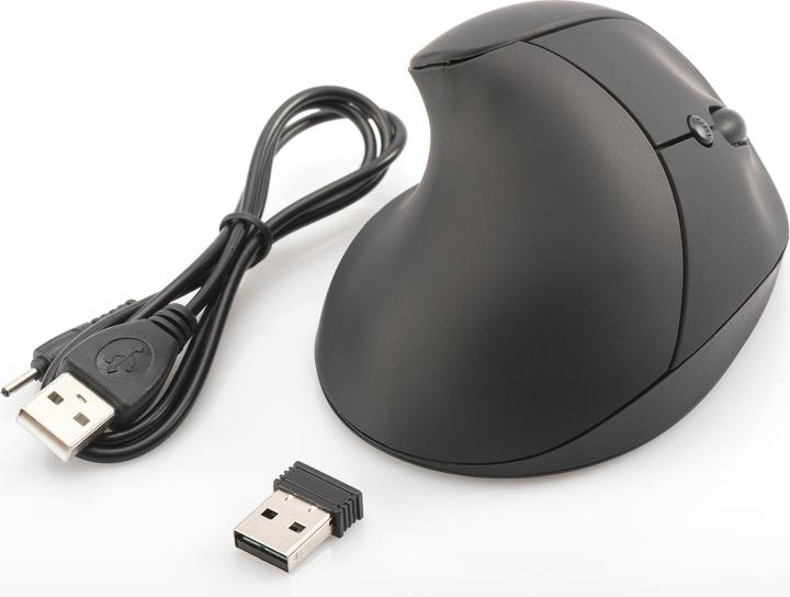 Produktbild Digitus Ergonomischer vertikaler kabelloser 6 Tasten 1600 dpi schwarz (Kabellos)