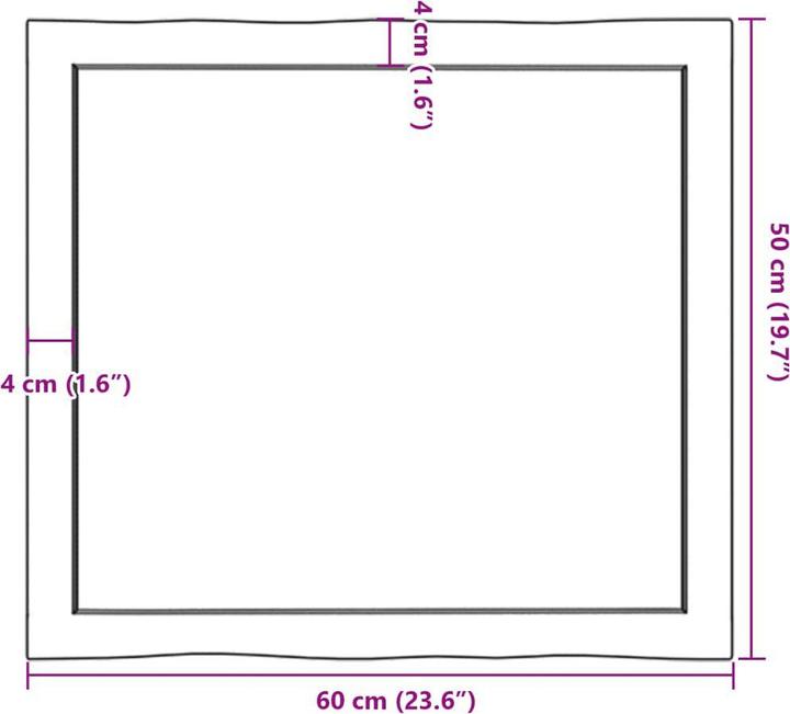 Produktbild VidaXL Tischplatte 60x50x4 cm Massivholz Eiche Behandelt (60 x 50 x 4 cm)
