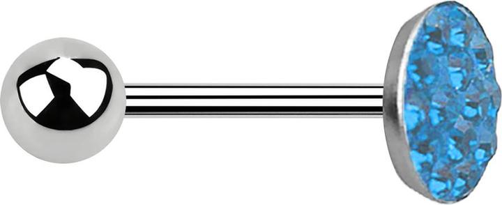Image du produit Star Piercing Barbell argent avec boule et disque cristal bleu clair (sans laiton, Acier chirurgical 316L)