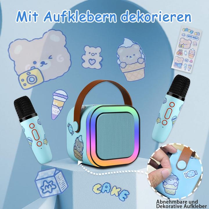 Actual product image Lamjad Kinder Karaokemaschine mit zwei drahtlosen Mikrofonen