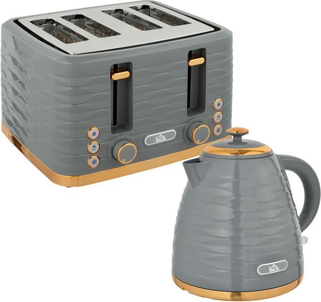 Actual product image Swisshandel24 Wasserkocher Toaster Set mit 1,7L Wasserkocher, 4 Scheiben Toaster Grau (1.70 l)
