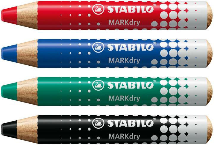 Image du produit STABILO Marqueur MARKdry (Rouge, Vert, Bleu, Noir, 5 mm, 4 x)