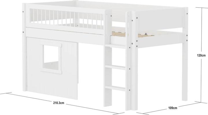 Immagine prodotto Flexa Letto bianco a mezza altezza con frontali di casa (90 x 200 cm)