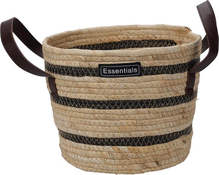 Produktbild Natura Punto Aufbewahrungskörbe aus Leder und Maisgeflecht, 3er Set (3 x)