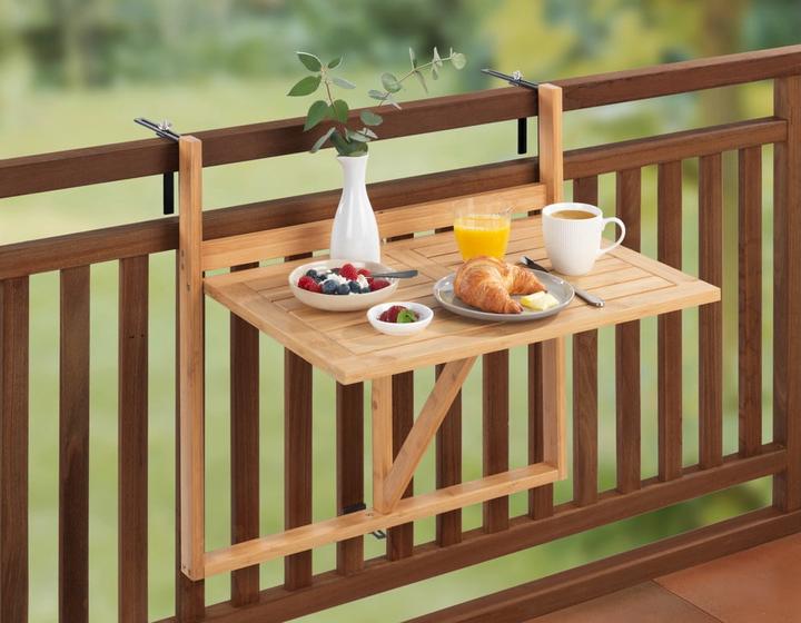 Produktbild Wenko Bambus Balkon-Klapptisch Mod. Waikiki zum Einhängen an Balkongeländer (64 cm)