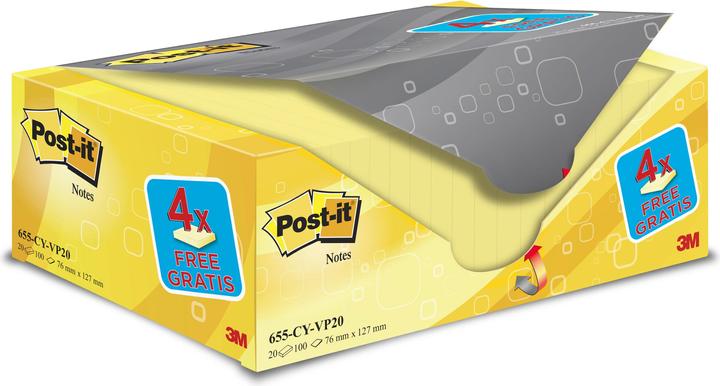 Post-it Notes de détention 16 + 4 (76 x 127 mm)