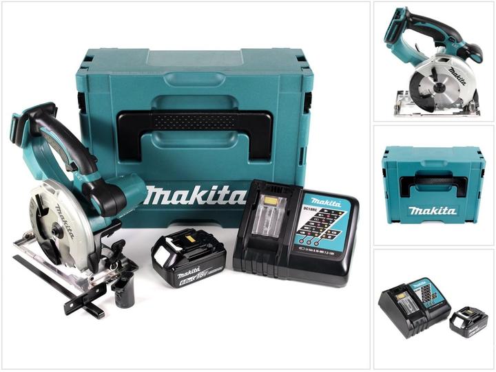Actual product image Makita DSS 501 RG1J 18V 136 mm Li-ion cordless circular saw in Makpac + 1x 6.0 Ah battery + charger