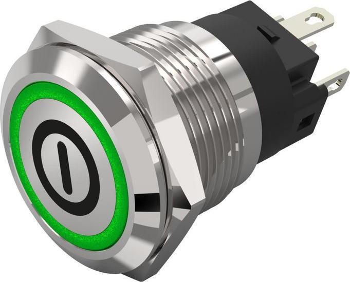 Actual product image EAO 22mm,vandal,SS,24V,grn,plug-in,on/off
