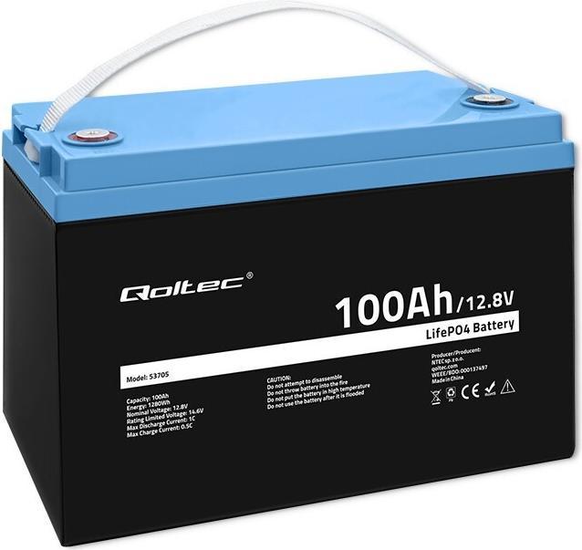 Image du produit Qoltec ACCUMULATEUR LIFEPO4 LITOWO-ŻELAZOWO-FOSFORANOWY | 12.8V | 100AH | 1280WH | BMS (12 V, 100.90 Ah)