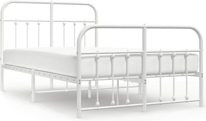 Produktbild VidaXL Bettgestell mit Kopf- und Fussteil Metall Weiss 120x200 (120 x 200 cm)