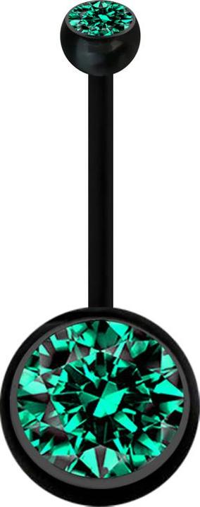 Produktbild Star Piercing Banane Schwangerschaft schwarz mit zwei Kugeln Kristall gross türkis (Bioflex, ohne Messing)