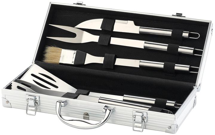 Produktbild Rosenstein & Söhne Edelstahl-Grillbesteck im Aluminium-Koffer