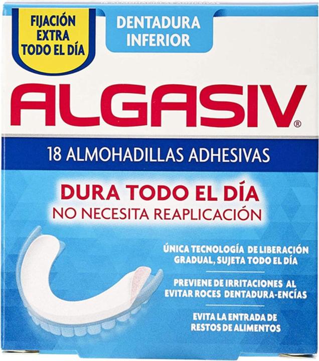 Actual product image Algasiv Adhesive Pads for Lower False Dentures Last All Day and Protect Gums 18 Units