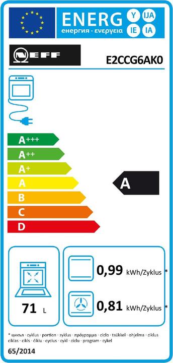 Label énergétique Neff Kit de cuisson intégré, E2CCG6AK0 + M16SRF0L0, EX4PB