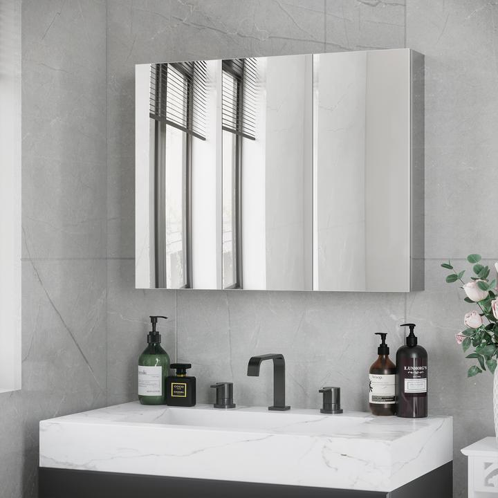 Immagine prodotto Kleankin Armadio a specchio a tre ante (70 x 12 x 55 cm)