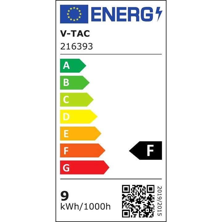 Energie-Label V-TAC VT6072 LEDRöhre T8 9W G13 60cm aus nicht drehbarem Nanoplastik 4000K (G13, 9 W, 850 lm, 1 x, F)